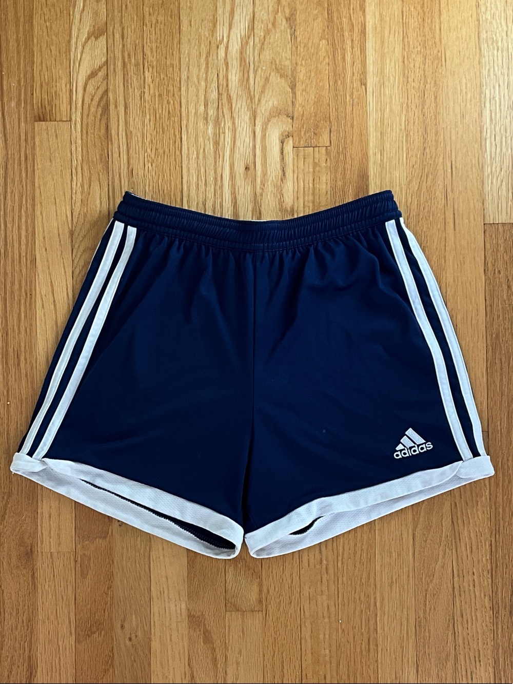 adidas Navy Athletic Shorts with White Trim